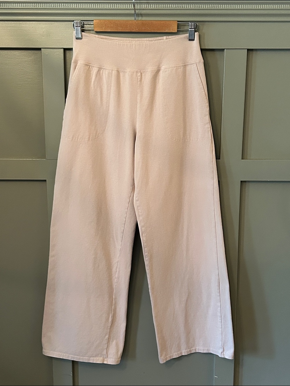 Pact Organic Cotton Wide Leg Lounge Pants Sweatpants High Rise Flax Beige Medium